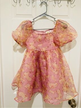 POKEMON Brand size Large 10/12 Pink Pikachu Puff-Sleeve Dress